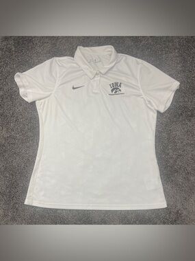 Iowa Hawkeyes Nike Polo Women's Size XL Basketball Dri-Fit Shirt White Logo NCAA